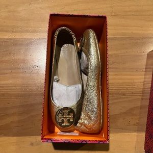 Tory Burch gold ballet flats